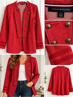 Tommy Hilfiger Women's Red Double-Breasted Coat